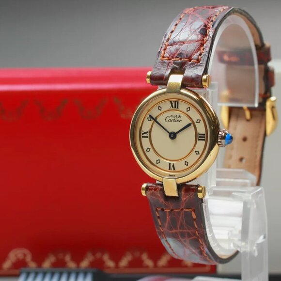 Cartier Ladies Vermeille Must See Mint Condition Watch w/ Box